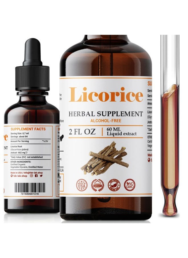 FabLab Licorice Root Extract - Herbal Immune Support- Glycyrrhiza Glabra Supplement for Digestion Restore Respiratory Health Fatigue -Non-GMO (Licorice 2 Fl Oz)  - Image 1