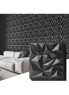 Hihonor 12-Pack 3D Wall Panels for Interior Wall Decor, Modern Diamond Textured Accent Wall Paneling for Gaming, Living Room, TV Wall Background, Each 30 x 30 cm, Black  - Image 1