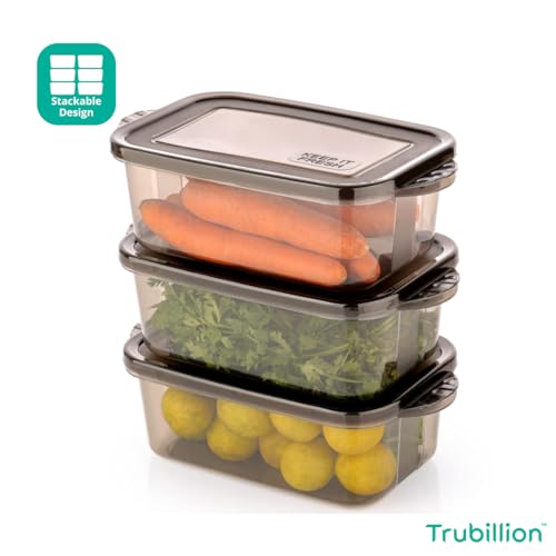 TRUBILLION CrisperBox, Pack of 6 Fridge Storage Containers, 1100ml, Freezer Safe,BPA Free,Food Grade Boxes for Kitchen Meal Prep,Vegetables,Fruits, Snacks,Leftovers,Stackable Space Saving Organizer - Image 4
