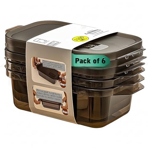 TRUBILLION CrisperBox, Pack of 6 Fridge Storage Containers, 1100ml, Freezer Safe,BPA Free,Food Grade Boxes for Kitchen Meal Prep,Vegetables,Fruits, Snacks,Leftovers,Stackable Space Saving Organizer - Image 1