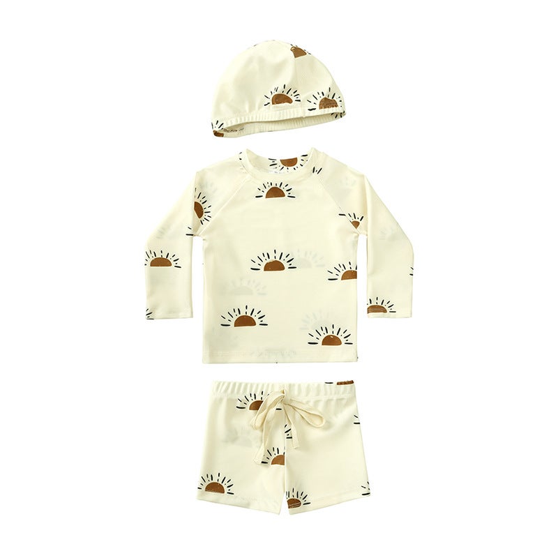 Children'S Long-Sleeved Two-Piece Swimsuit 2026 New Style Baby Ins-Style Sun Protection Swimwear For Boys Baby Boy Boxer Swimsuit - Image 1