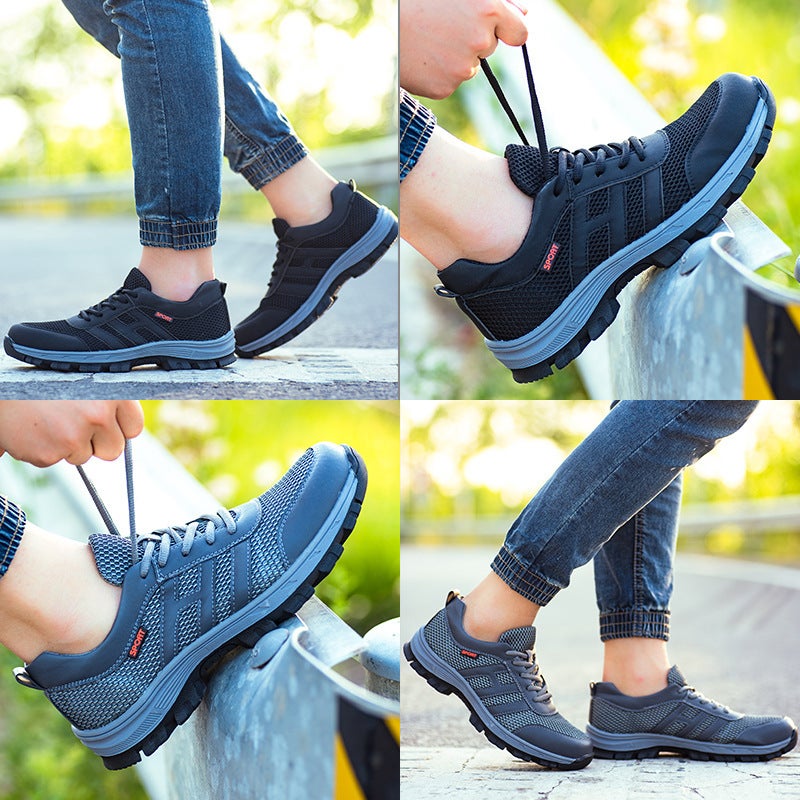 Labor Protection Shoes Anti-Smash Anti-Puncture Rubber Non-Slip Breathable Comfortable Fly Woven Upper Casual Site Shoes Steel Baotou Light - Image 4