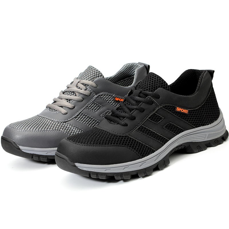 Labor Protection Shoes Anti-Smash Anti-Puncture Rubber Non-Slip Breathable Comfortable Fly Woven Upper Casual Site Shoes Steel Baotou Light - Image 5