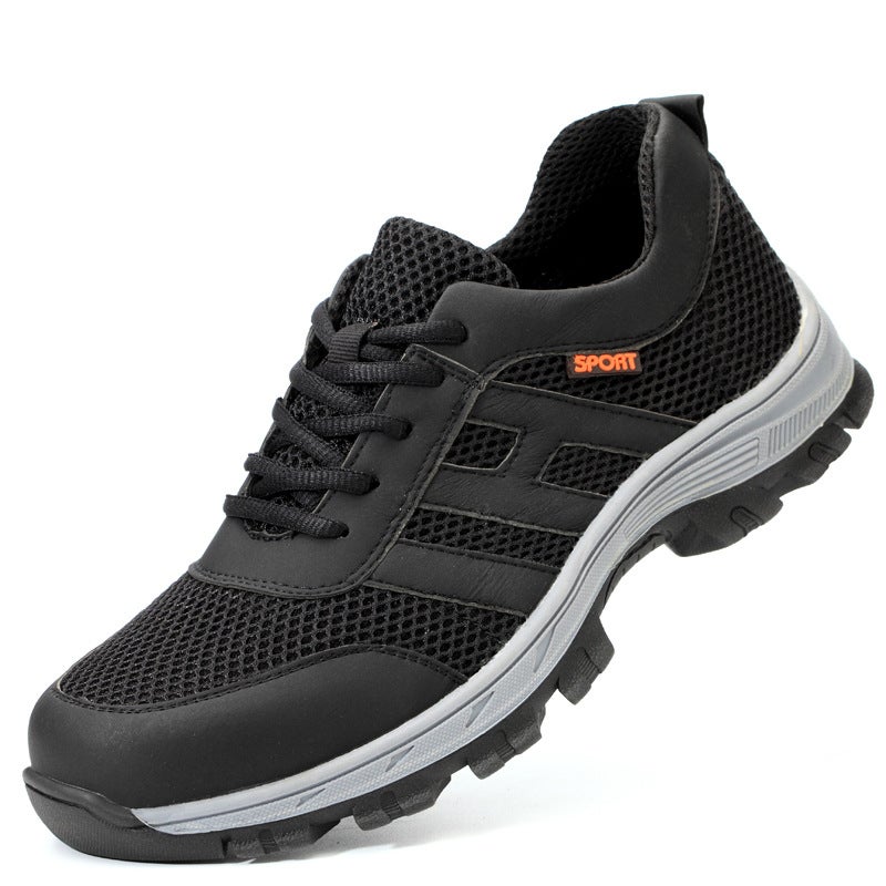 Labor Protection Shoes Anti-Smash Anti-Puncture Rubber Non-Slip Breathable Comfortable Fly Woven Upper Casual Site Shoes Steel Baotou Light - Image 3