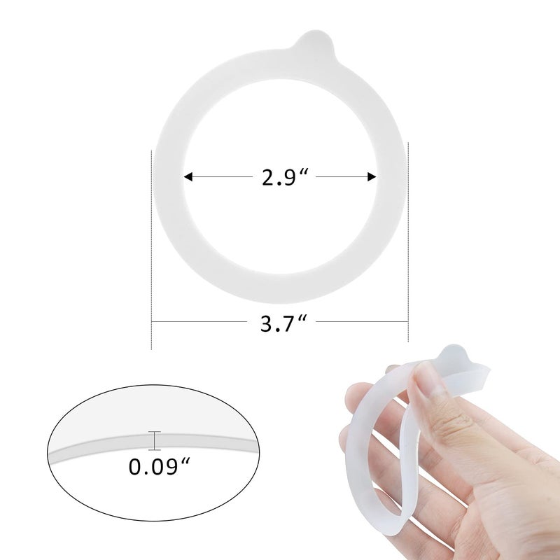 FCENDS 12 Pieces Rubber Seals Rings for Glass Jars, Airtight Silicone Replacement Gasket, Leakproof Silicone Gasket Sealing Rings for Mason Jars, Elastic and Fits Most Sizes (White) - Image 3
