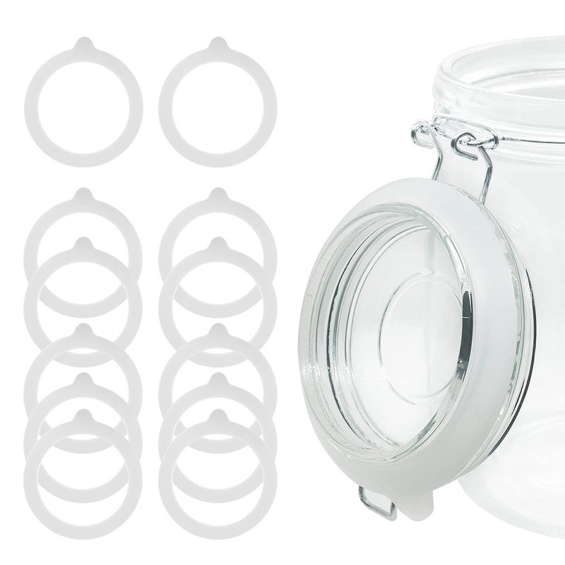 FCENDS 12 Pieces Rubber Seals Rings for Glass Jars, Airtight Silicone Replacement Gasket, Leakproof Silicone Gasket Sealing Rings for Mason Jars, Elastic and Fits Most Sizes (White) - Image 1