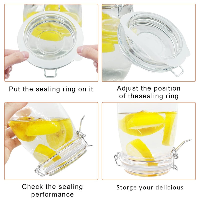 FCENDS 12 Pieces Rubber Seals Rings for Glass Jars, Airtight Silicone Replacement Gasket, Leakproof Silicone Gasket Sealing Rings for Mason Jars, Elastic and Fits Most Sizes (White) - Image 4