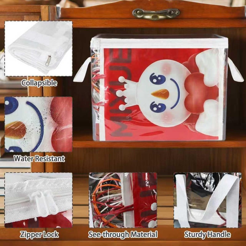 RISICULIS 3 Pack Clear Zippered Gift Bag Storage Organizer with Handles,Organize Your Gift Wrap,Tissue Paper, Tape,Bow, Ribbon,Card,Ornament-Christmas Wrapping Supplies Storage Bag-3 Different Sizesï¼ˆL+M+S) - Image 3