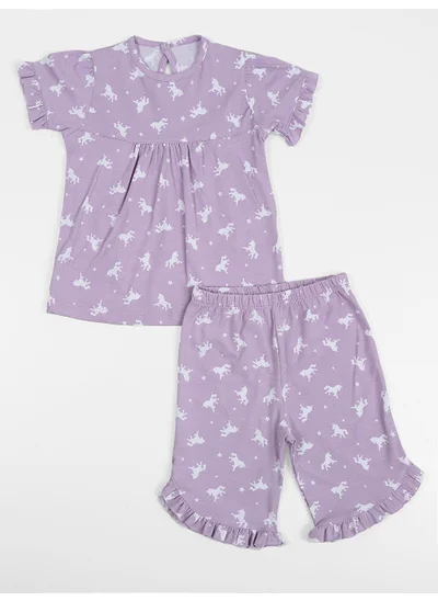 Luggi Baby Crew Neck Short Sleeve Girls Pajama Set