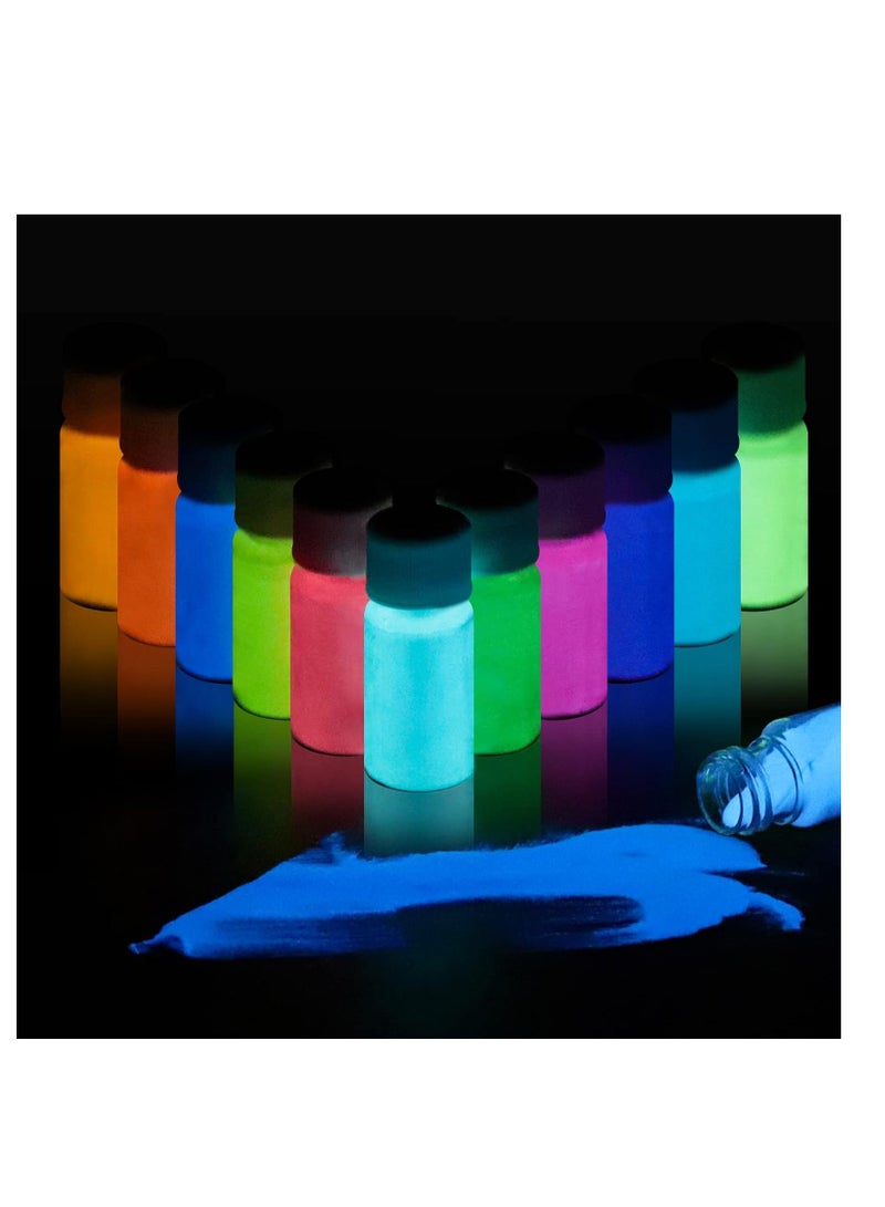 SEISSO مسحوق يتلألأ في الظلام 12 لون صبغة راتنج إبوكسي صبغة مضيئة مسحوق آمن يدوم طويلاً للفنون الجميلة، فن الأظافر DIY، ملون راتنج إبوكسي، حرف يدوية DIY وحفلات ذات طابع، 0.7 أونصة لكل منها - Image 1