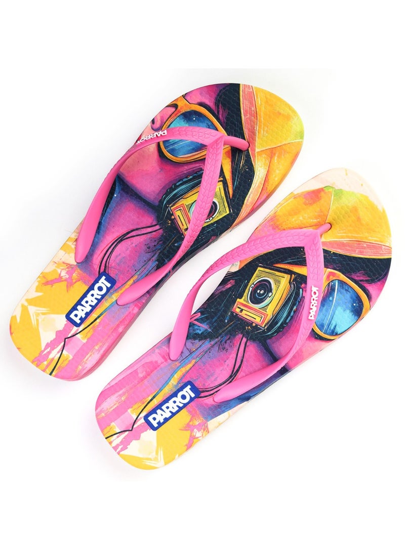 Parrot Retro Pink Women's Beach & Home Flip-Flop Slipper - Image 1