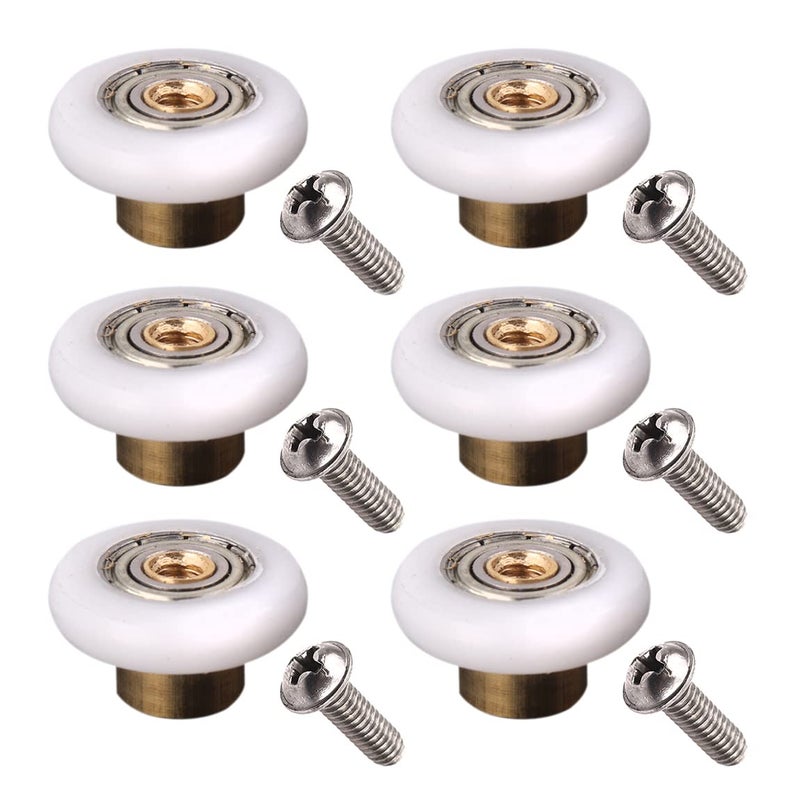 LWCUSNJ 6 pcs Shower Door Rollers Wheels Bathroom Glass Door Replacement Part Runner Sliding Shower Door Roller WheelRoller 19mm