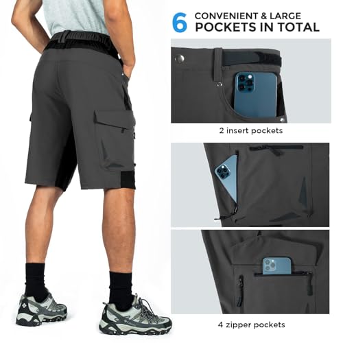 XKTTAC Men's Outdoor Quick Dry Lightweight Stretch Cargo Shorts for Hiking, Tactical, Casual, Fishing, Golf, Camping, Travel with 6 Pockets (Dark Grey, Large) - Image 5