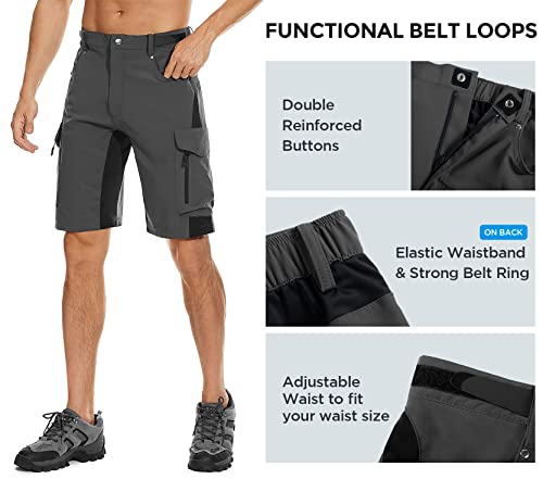 XKTTAC Men's Outdoor Quick Dry Lightweight Stretch Cargo Shorts for Hiking, Tactical, Casual, Fishing, Golf, Camping, Travel with 6 Pockets (Dark Grey, Large) - Image 4