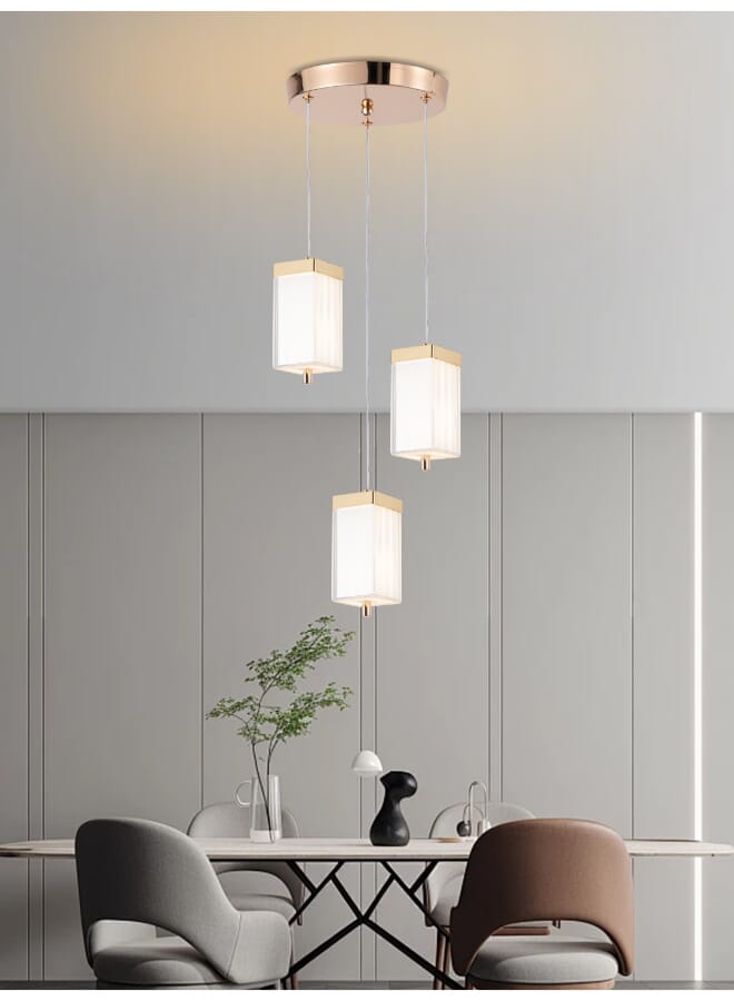 بيست باور ثريا LED عصرية موديل 9897-3 – ثلاث مصابيح معلقة | 30 واط | سلك قابل للتعديل بطول 100 سم | 3 أوضاع إضاءة | إضاءة سقفية فاخرة - Image 1