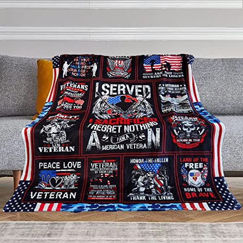Lviliss Veterans Day Gifts for Men, Vietnam Veteran Gifts, Navy/Army/Air Force Veteran Gifts, Gifts for Veterans Christmas, Proud Patriotic Throw Blanket 60”x50” - Image 2