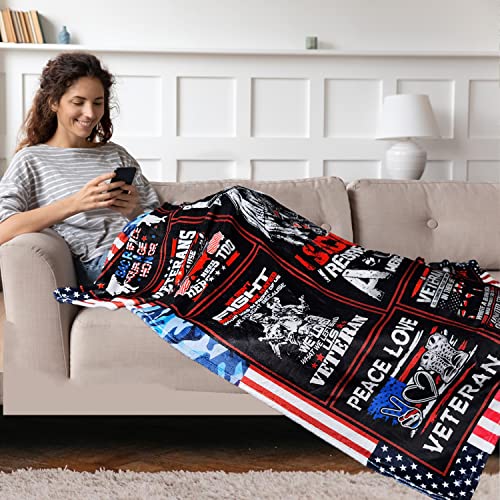 Lviliss Veterans Day Gifts for Men, Vietnam Veteran Gifts, Navy/Army/Air Force Veteran Gifts, Gifts for Veterans Christmas, Proud Patriotic Throw Blanket 60”x50” - Image 3