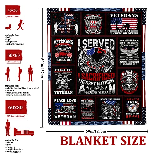Lviliss Veterans Day Gifts for Men, Vietnam Veteran Gifts, Navy/Army/Air Force Veteran Gifts, Gifts for Veterans Christmas, Proud Patriotic Throw Blanket 60”x50” - Image 4