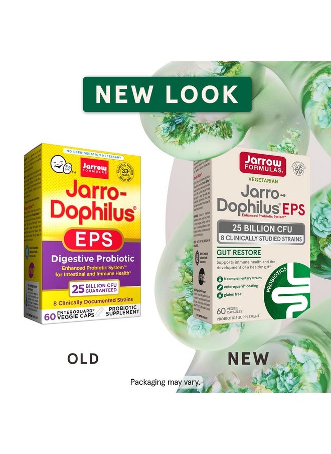 jarrow formulas Jarrodophilus Eps Gut Resore Probiotic 25 Billion Cfu 60 Servings (Enteric Coated Veggie Caps) 8 Clinically Studied Strains Intestinal & Immune Health Dietary Supplement  - Image 3