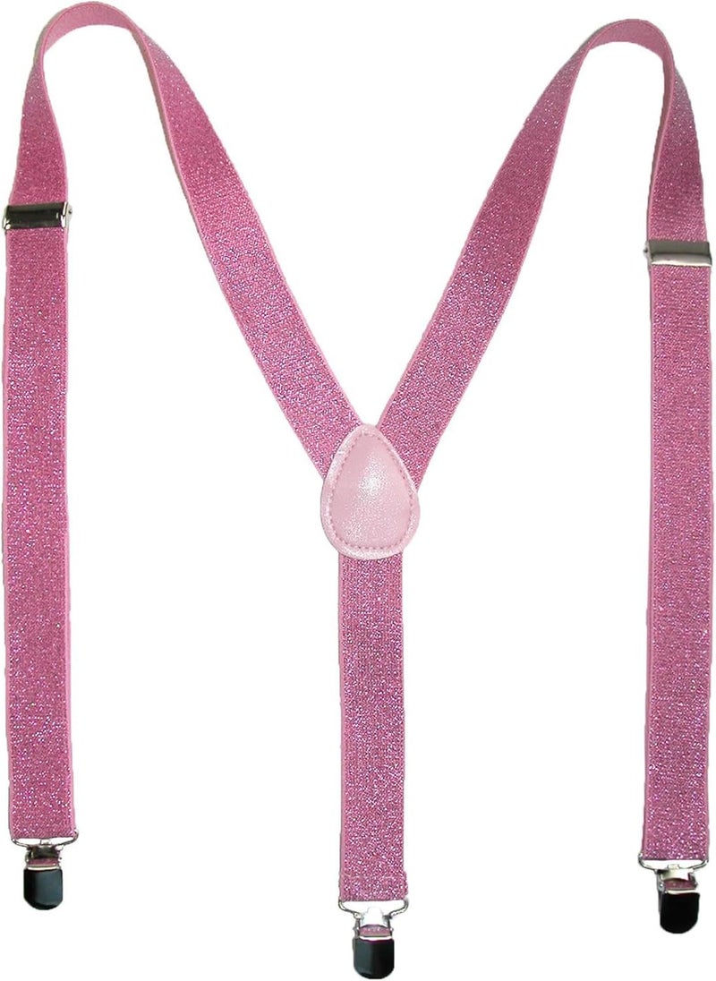 CTM Women's Elastic Glitter Clip-End Suspenders - Image 4