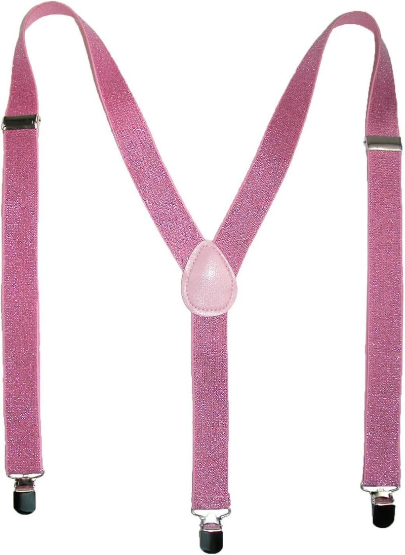 CTM Women's Elastic Glitter Clip-End Suspenders - Image 1