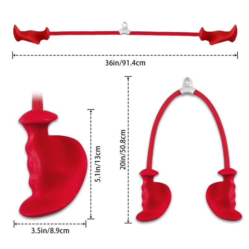 CYBEOE Tricep Rope Ergonomic Tricep Pull Down Attachment 36In - Rope Attachment for Cable Machine Pulley System Gym Home Triceps Rope Cable Attachment Workout Equipment (Red) - Image 3