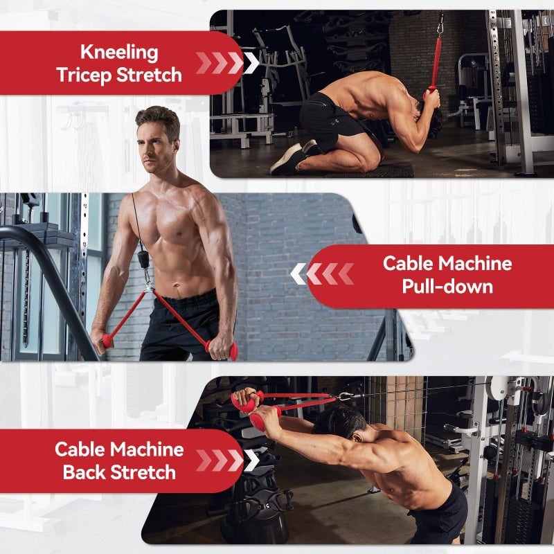 CYBEOE Tricep Rope Ergonomic Tricep Pull Down Attachment 36In - Rope Attachment for Cable Machine Pulley System Gym Home Triceps Rope Cable Attachment Workout Equipment (Red) - Image 5