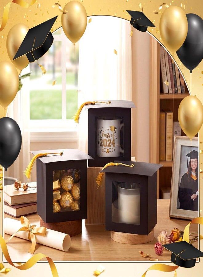 Kolldenn 20 Pcs Large Graduation Cap Gift Boxes 4.5 x 3.5 x 4.8 Inches with Clear Window Grade Hat Box with Gold Tassel for Mug Candle Candy Cupcake Chocolate for 2026 Graduate Party Favor Decoration - Image 4