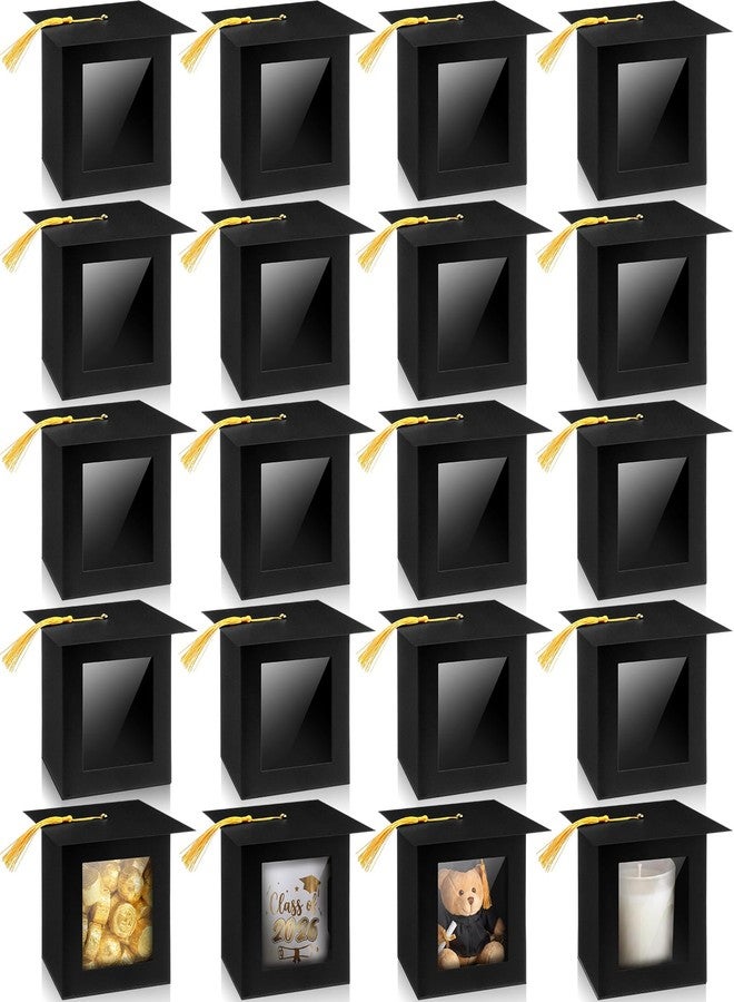 Kolldenn 20 Pcs Large Graduation Cap Gift Boxes 4.5 x 3.5 x 4.8 Inches with Clear Window Grade Hat Box with Gold Tassel for Mug Candle Candy Cupcake Chocolate for 2026 Graduate Party Favor Decoration - Image 1