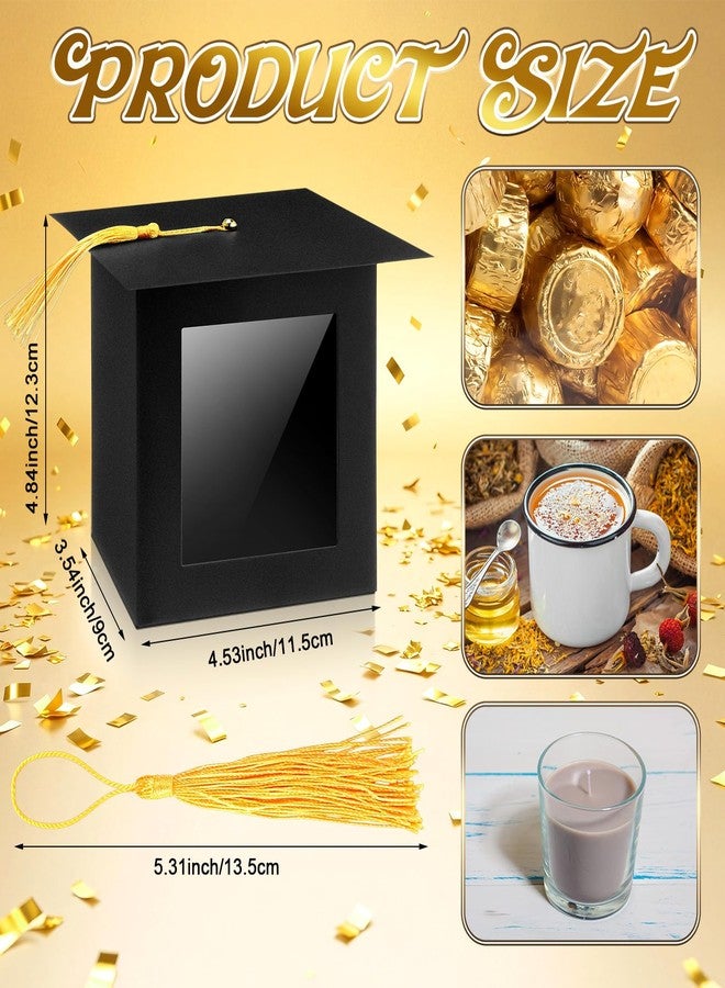 Kolldenn 20 Pcs Large Graduation Cap Gift Boxes 4.5 x 3.5 x 4.8 Inches with Clear Window Grade Hat Box with Gold Tassel for Mug Candle Candy Cupcake Chocolate for 2026 Graduate Party Favor Decoration - Image 2