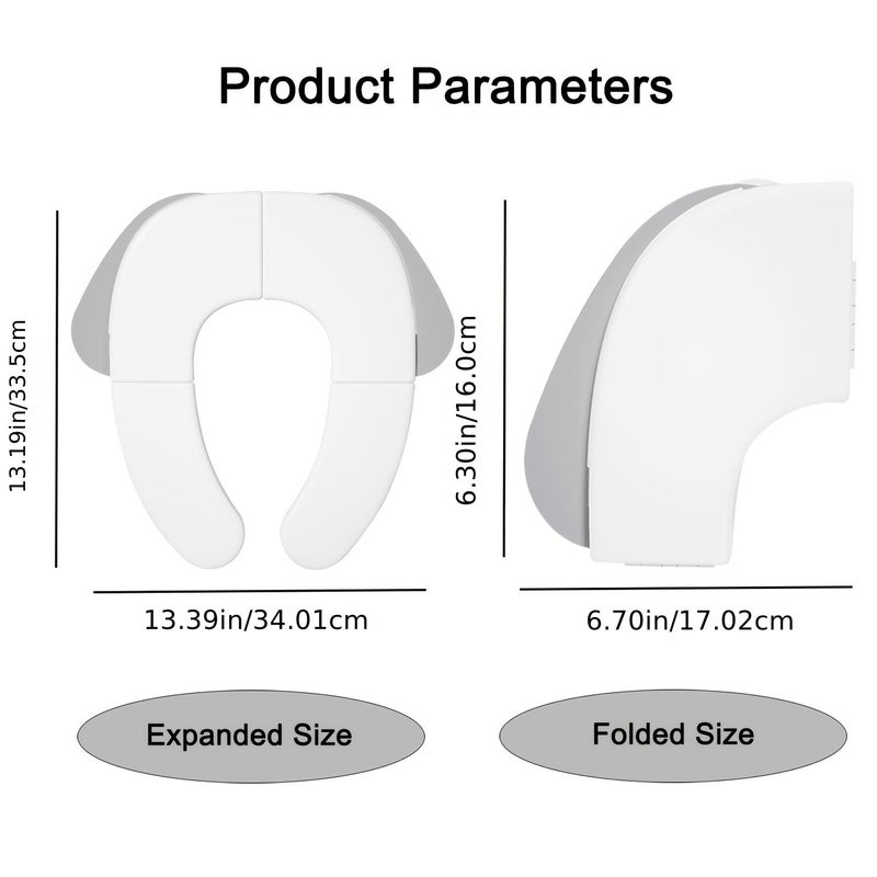 Foldable Toilet Seat Cover With Puppy Pattern Portable Collapsible Potty Pad Includes Anti Slip Mat And Travel Storage Bag Easy To Clean Splash Proof Potty Training Cushion Suitable For Boys And Girls Fits Most Adult Toilets Grey - Image 1