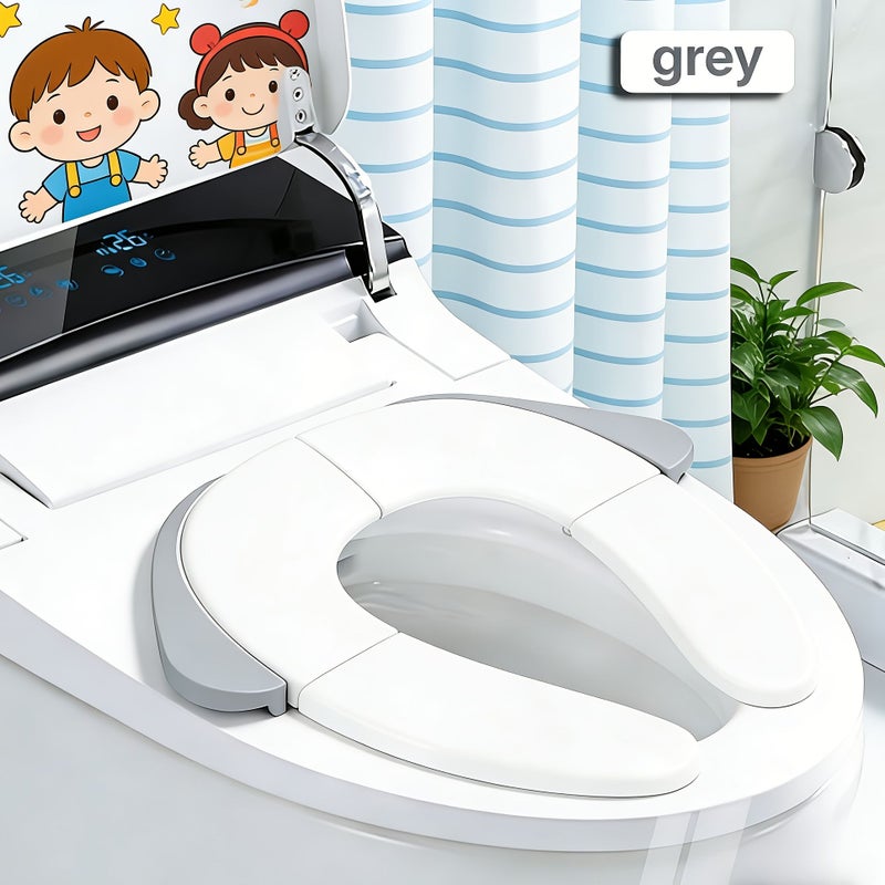 Foldable Toilet Seat Cover With Puppy Pattern Portable Collapsible Potty Pad Includes Anti Slip Mat And Travel Storage Bag Easy To Clean Splash Proof Potty Training Cushion Suitable For Boys And Girls Fits Most Adult Toilets Grey - Image 3