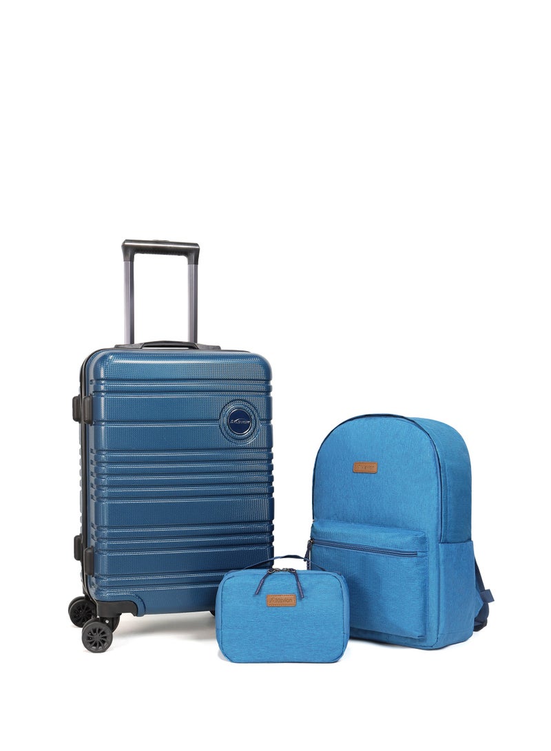 Aklsvion 20-Inch Blue Spinner Luggage Set with Backpack and Toiletry Bag - Lightweight, Durable, and TSA Lock-Equipped for Travel Ease - Image 1