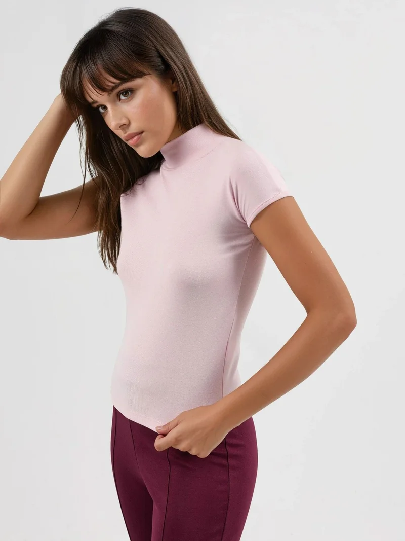 Busem BUSEM Fitted Half Turtleneck Cotton Blouse