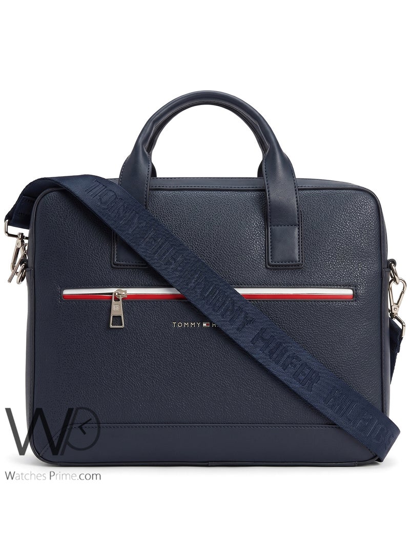 Tommy Hilfiger Men's Navy Textured Laptop Business Bag