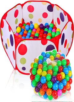 Jexine Jexine 200 Pcs 4cm Colorful Balls Toy 39.4 Inch Pit Large Foldable Play Ball Tent Pool Plastic Colorful Small Balls with Storage Bag for Playhouse Playpen Toddler Boy Girl Play Indoor Outdoor (Red) 