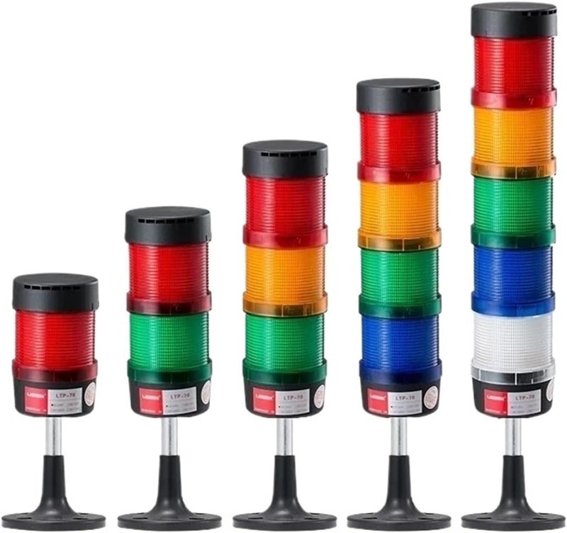 Stack Lamp Emergency Light Straight Rod Disk Base LED Warning Light Tower DC12V/24V AC110V/220V/380V No Buzzer(3Layers 24V no Buz) - Image 1