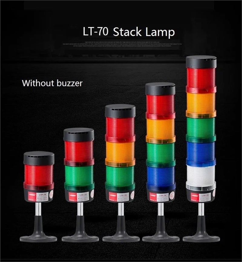 Stack Lamp Emergency Light Straight Rod Disk Base LED Warning Light Tower DC12V/24V AC110V/220V/380V No Buzzer(3Layers 24V no Buz) - Image 3