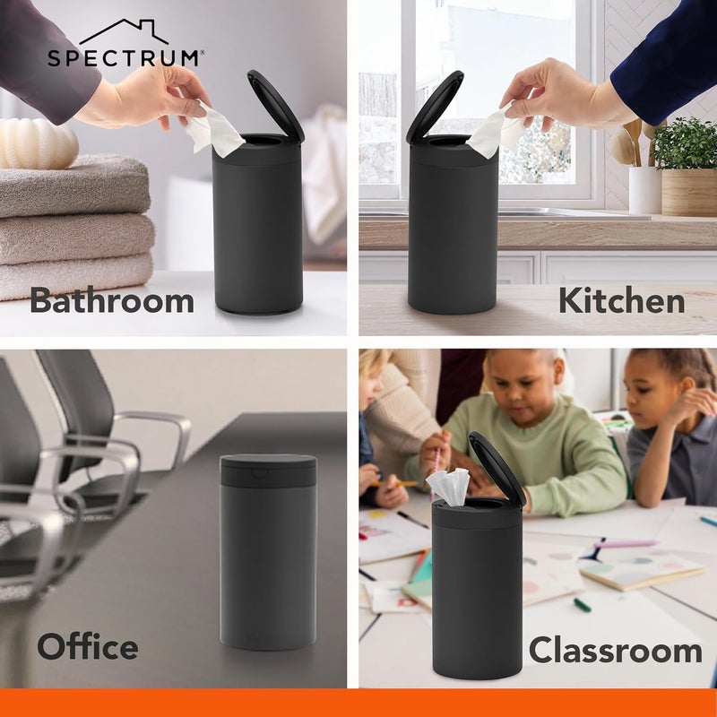 Spectrum Diversified حاوية مناديل تعقيم Spectrum مع غطاء زر دفع - موزع قابل لإعادة التعبئة للحمام والمطبخ والفصل الدراسي وسطح العمل والمنزل - حامل مناديل تعقيم من الفولاذ المقاوم للصدأ ومقاوم للصدأ - Image 4