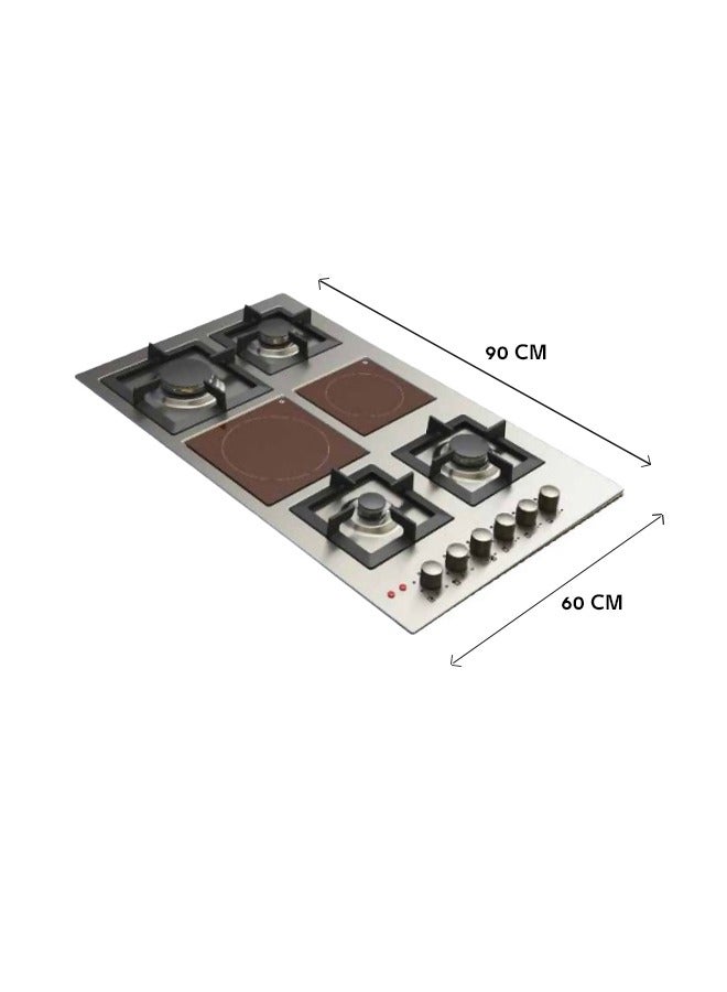kitchen Line 6 Burner Hob - 4 Gas - 2 Ceramic - 90 cm - Italian - Steel - J5022 - Image 4