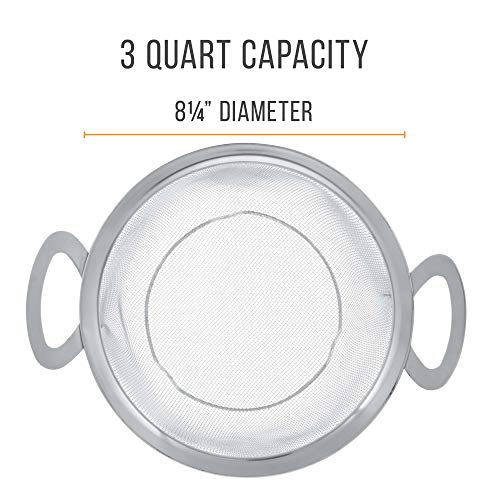U.S. Kitchen Supply Stainless Steel Colander Strainer Basket - 3-Quart Colander with Resting Feet & Handles - Wide Rim Sieve, Stainless Steel Strainers and Colanders for Kitchen - Image 2