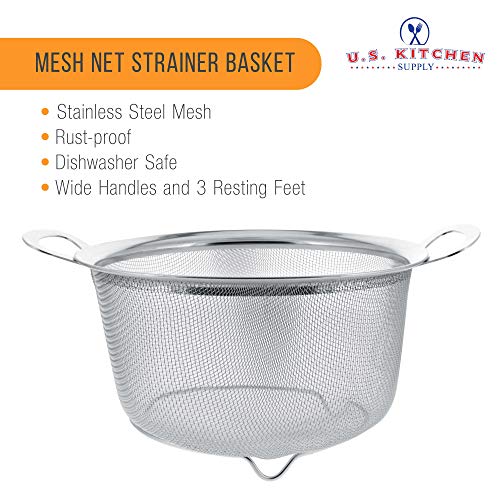 U.S. Kitchen Supply Stainless Steel Colander Strainer Basket - 3-Quart Colander with Resting Feet & Handles - Wide Rim Sieve, Stainless Steel Strainers and Colanders for Kitchen - Image 3