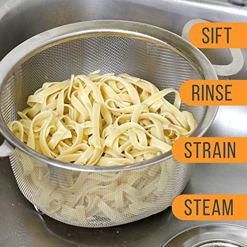 U.S. Kitchen Supply Stainless Steel Colander Strainer Basket - 3-Quart Colander with Resting Feet & Handles - Wide Rim Sieve, Stainless Steel Strainers and Colanders for Kitchen - Image 4