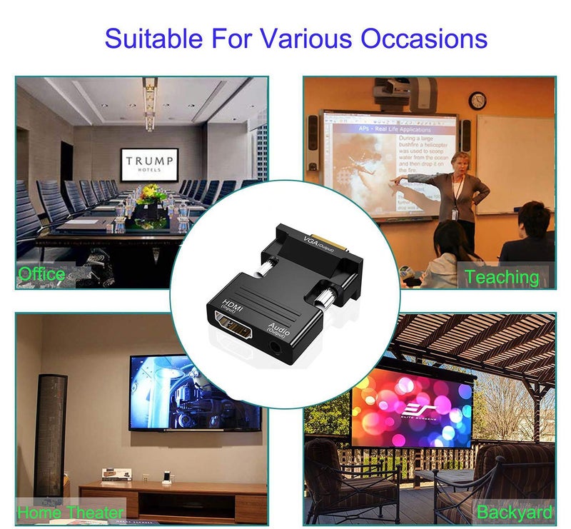 Bouaegr Hdmi to Vga Adapter,Hdmi to Vga Audio Output Cable Computer Set-Top Box Converter Connector Adapter for Laptop,Pc,Monitor,Projector,HDTV,Chromebook,Roku,Xbox(3.5Mm Stereo Cable Included) - Image 5