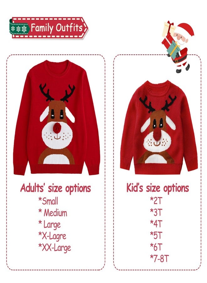 Curipeer Baby Girl's Boy's Knitted Crewneck Cartoon Deer Sweater Red Family Match Christmas Pullover Sweater for Baby 4T - Image 2