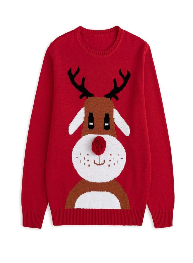 Curipeer Baby Girl's Boy's Knitted Crewneck Cartoon Deer Sweater Red Family Match Christmas Pullover Sweater for Baby 4T - Image 1