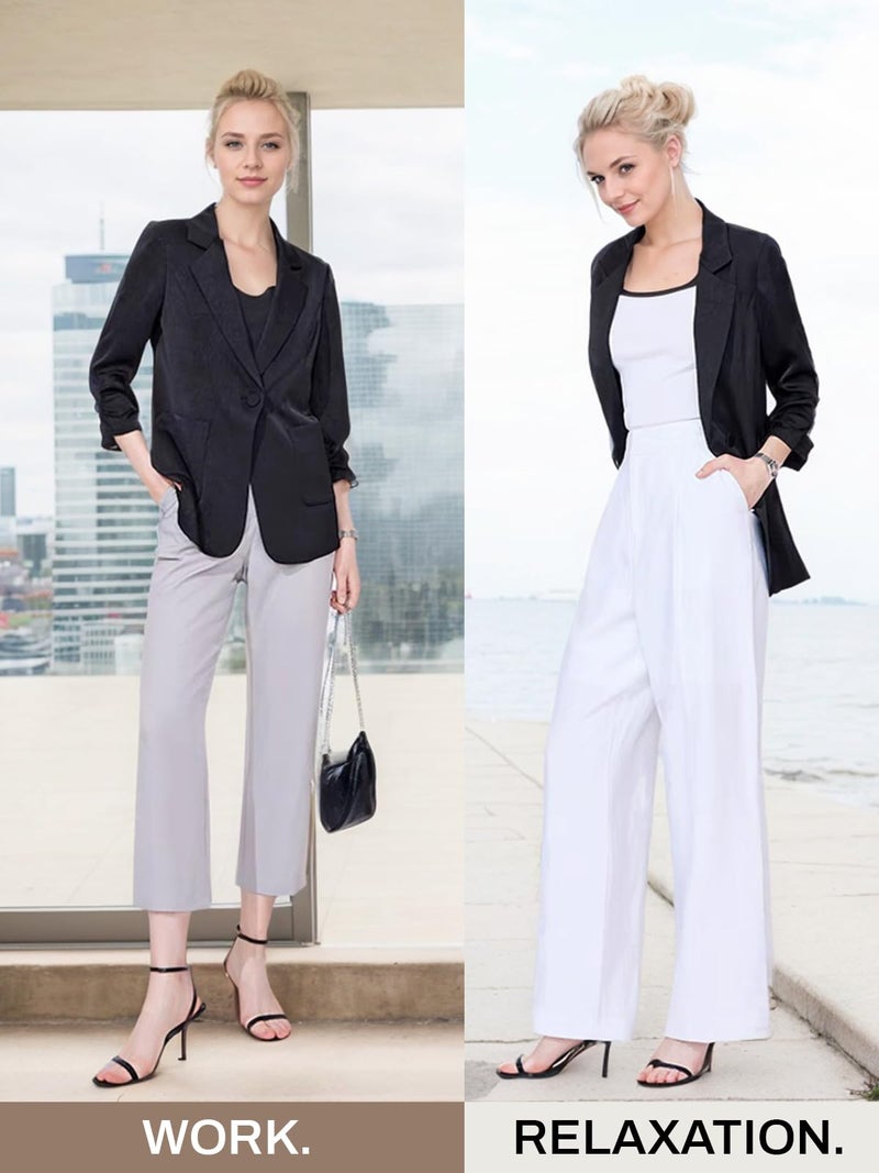 Mina Self 3/4 Sleeve Blazer Jacket for Women 2025 Summer Lightweight Black Short Petite Fitted Ladies Light Womens Business Casual Professional Office Work Fashion Dressy Women's Blazers & Suit Jackets - Image 2
