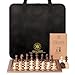 a&a AA Professional Wooden Chess and Checkers Set 155 Wooden Board with 3 Weighted Wooden Chess Pieces Chess Scorebook and Storage Bag - Image 2