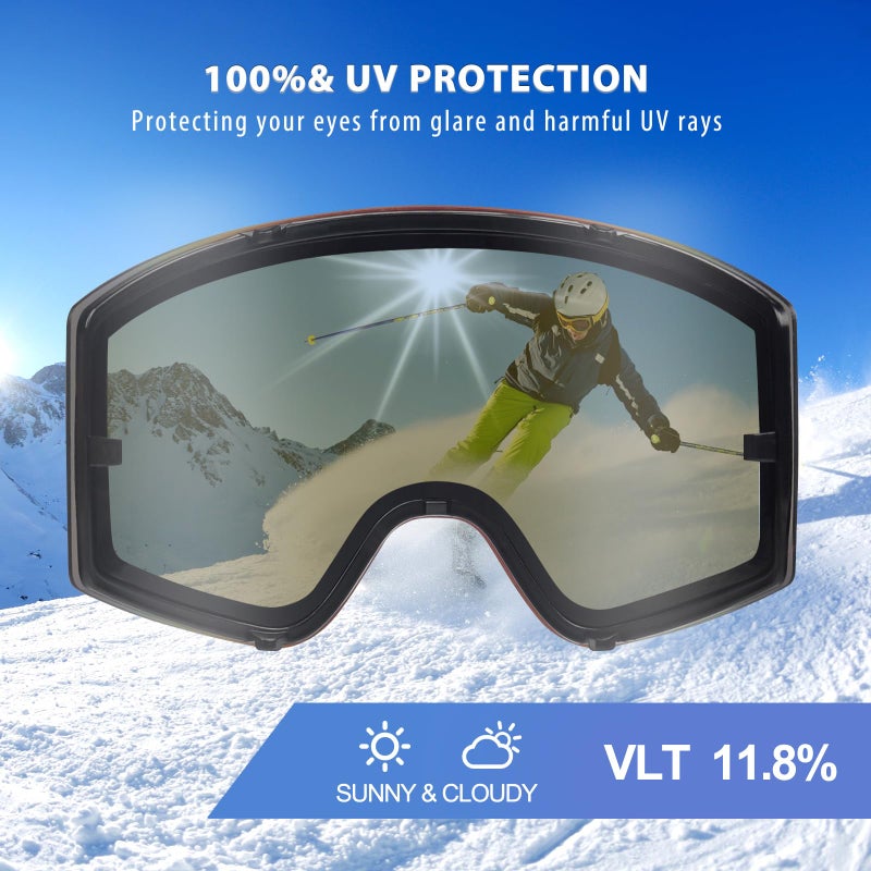 EXP VISION Ski/Snowboard Goggles, Over Glasses Snow Goggles Anti Fog Snowboard Goggle for Men, Women Youth - Image 3