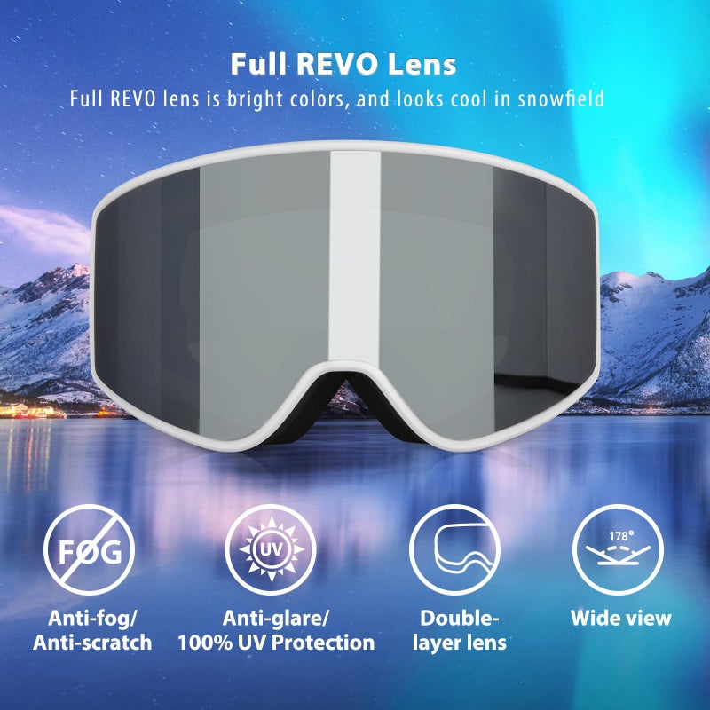 EXP VISION Ski/Snowboard Goggles, Over Glasses Snow Goggles Anti Fog Snowboard Goggle for Men, Women Youth - Image 2